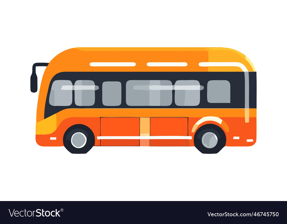 Yellow tour bus driving flat isolated Royalty Free Vector