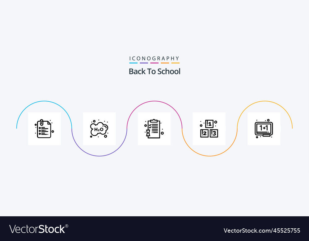 Back to school line 5 icon pack including board