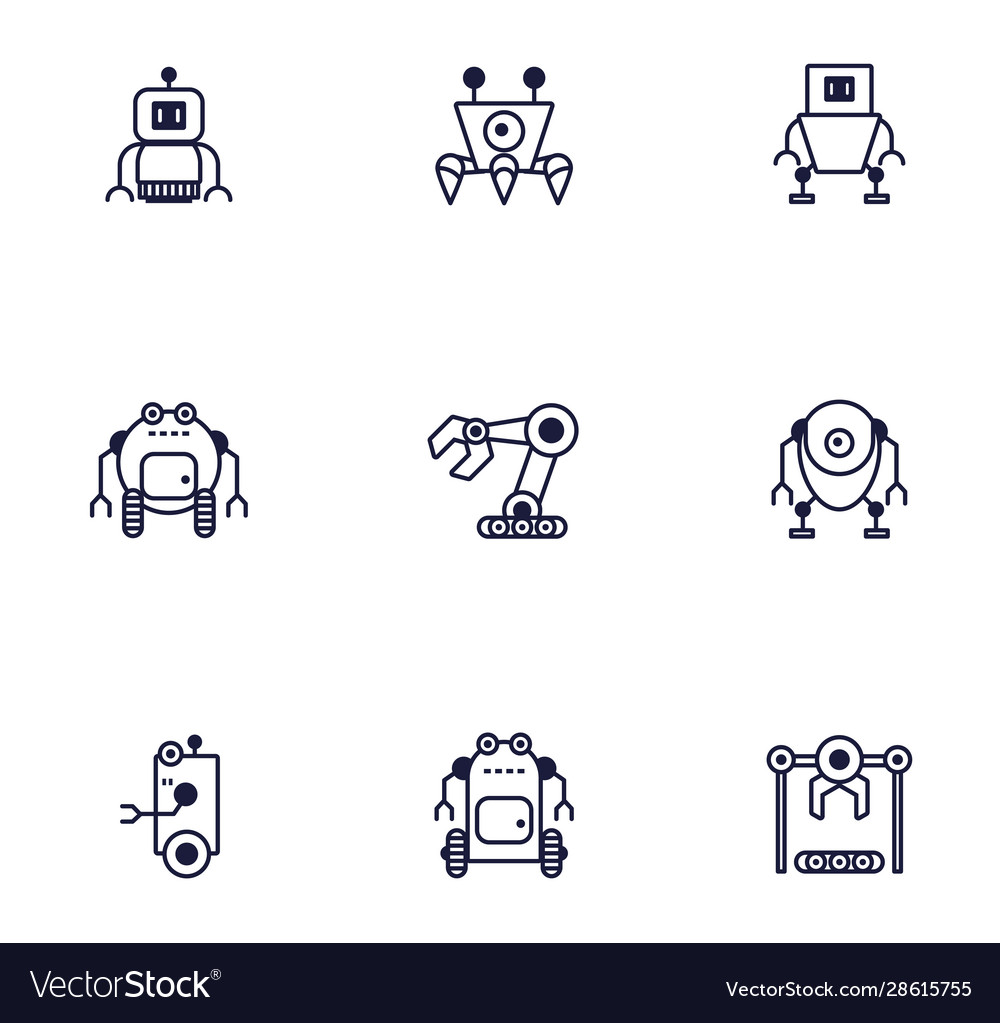 Bundle robots cyborg set icons Vector Image Bundle robots cyborg set icons