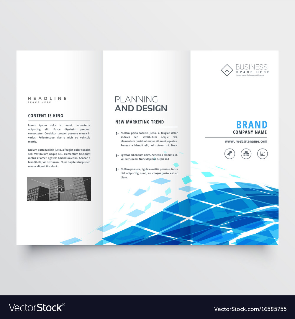 corporate tri fold brochure design with blue vector image