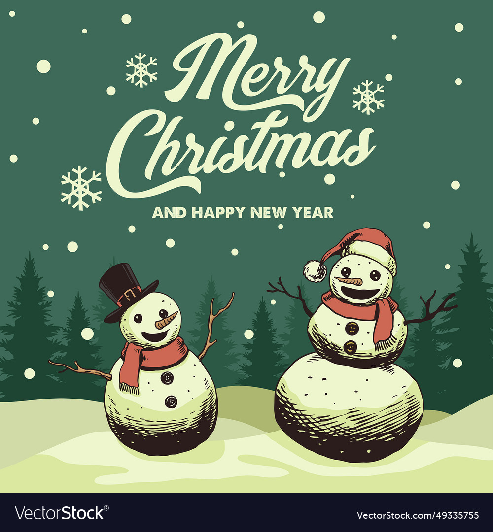 Happy snowman christmas greeting card Royalty Free Vector