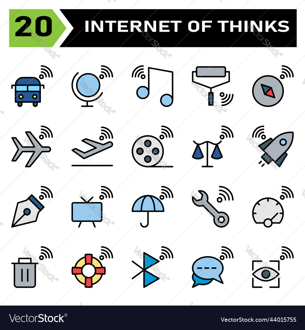 Internet of things icon set include bus