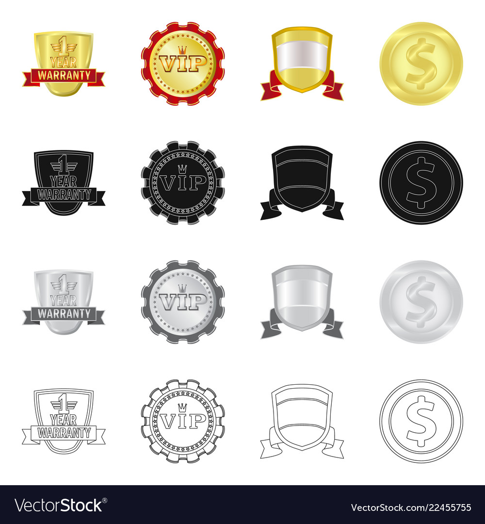 Isolated object of emblem and badge icon set vector image Isolated object of emblem and badge icon set