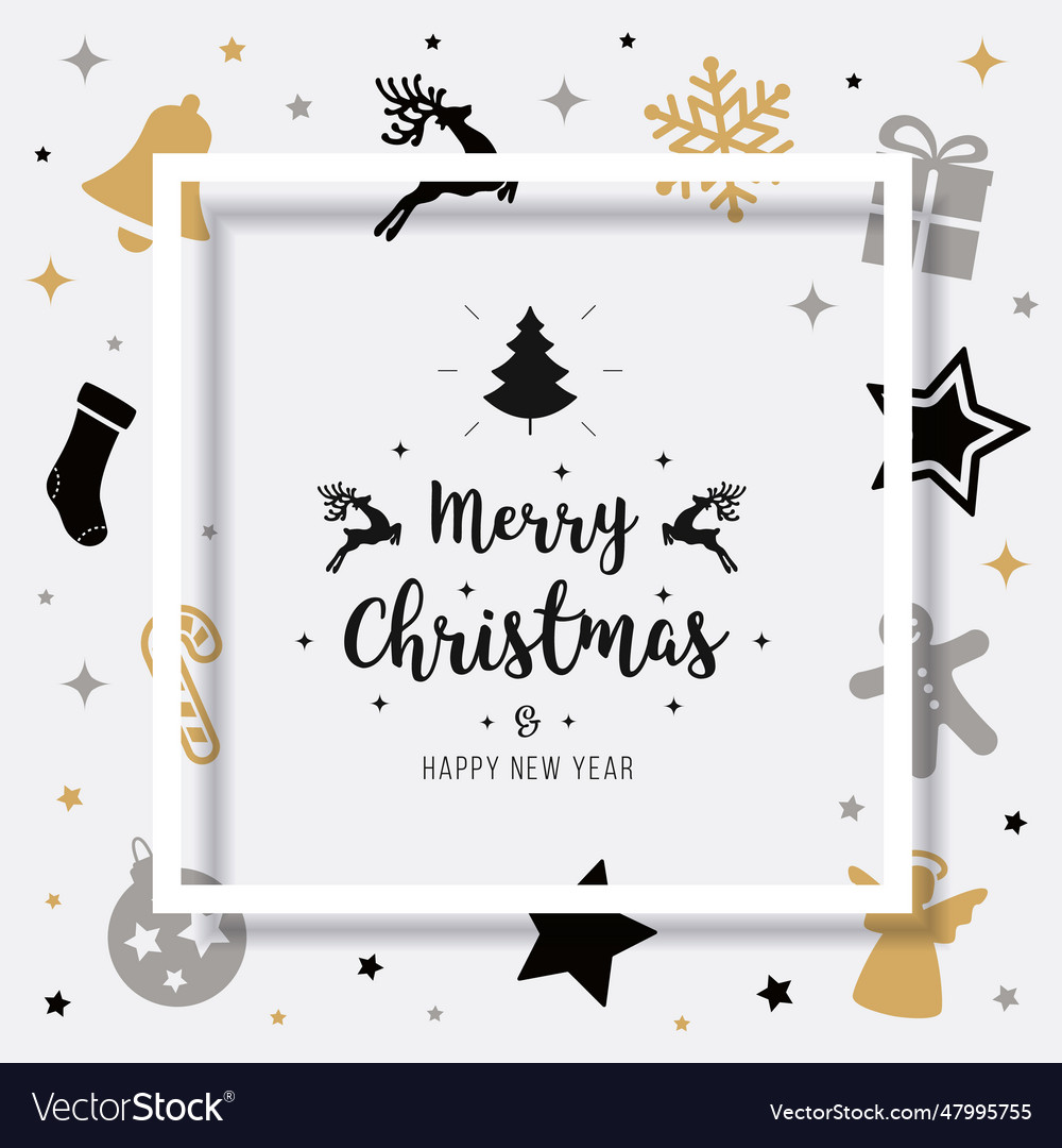 Merry christmas card greeting elements text