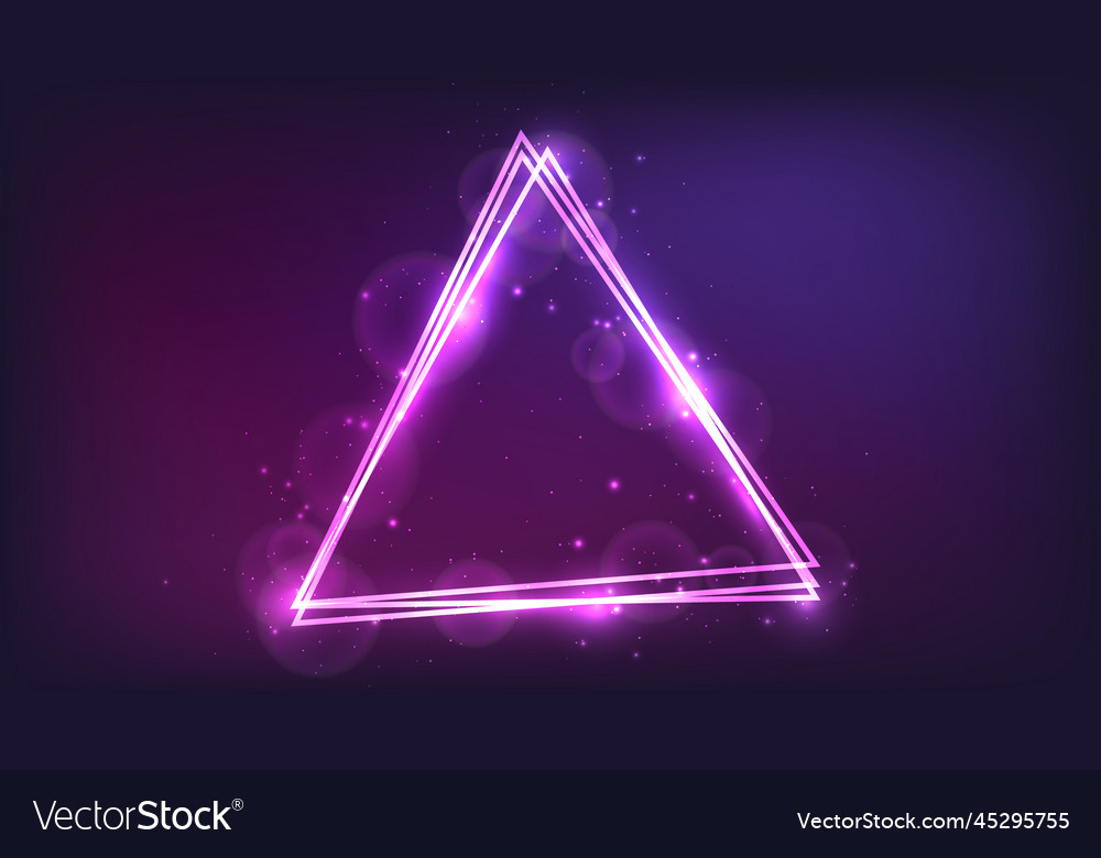 Neon triangular frame with shining effects Vector Image Neon triangular frame with shining effects
