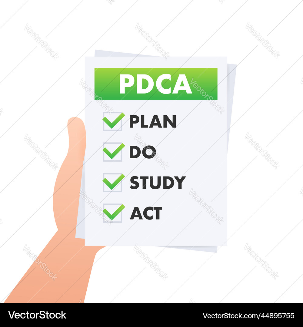 Pdca - plan do check act quality cycle Royalty Free Vector