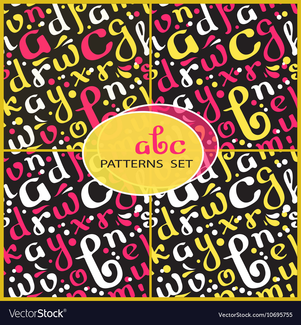 Seamless patterns set with handwritten alphabet