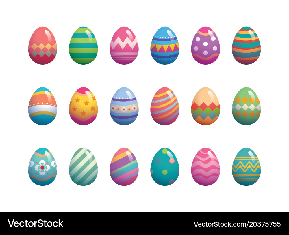 Set easter eggs flat design on white background Vector Image