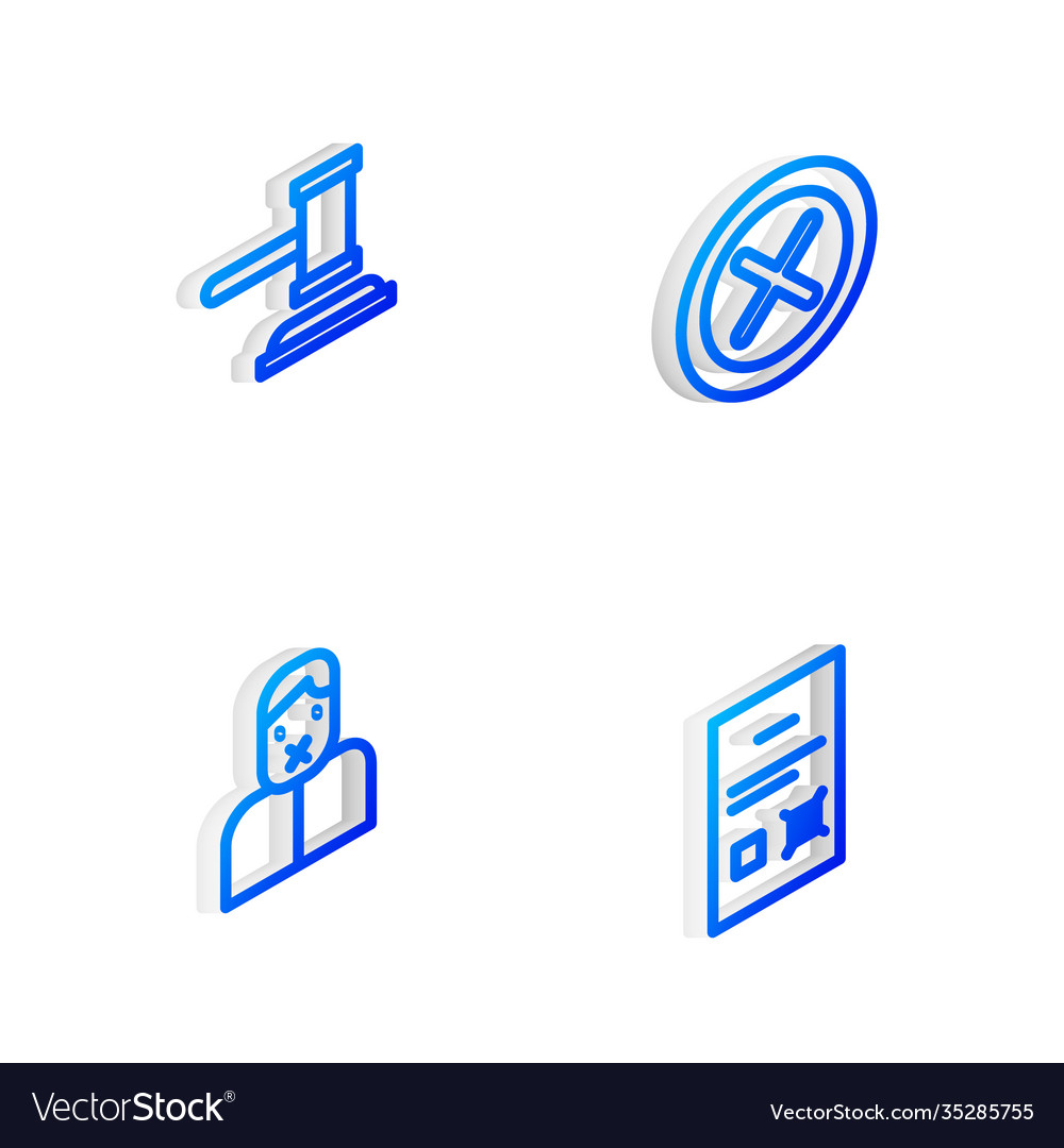 Set isometric line x mark cross in circle judge vector image Set isometric line x mark cross in circle judge