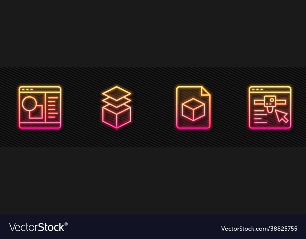 Set line isometric cube file 3d printer software vector image Set line isometric cube file 3d printer software