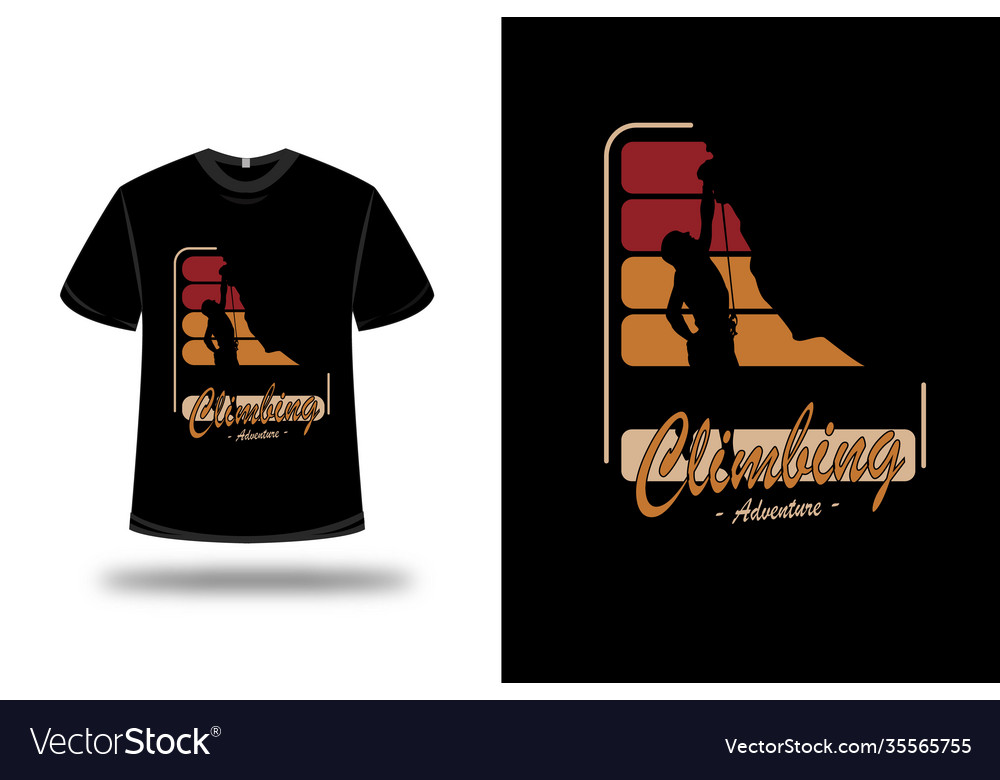 T-Shirt Klettern Abenteuer Farbe rot gelb vector image T-Shirt Klettern Abenteuer Farbe rot gelb