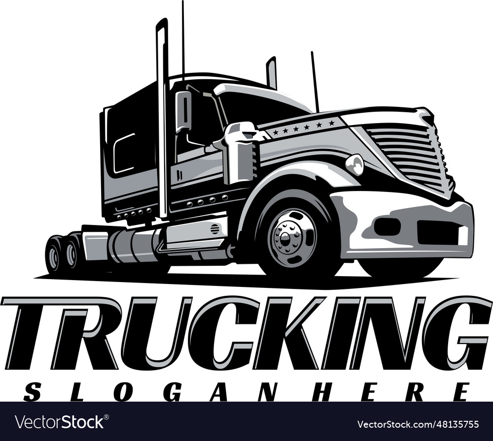 Truck semi logo design Royalty Free Vector Image