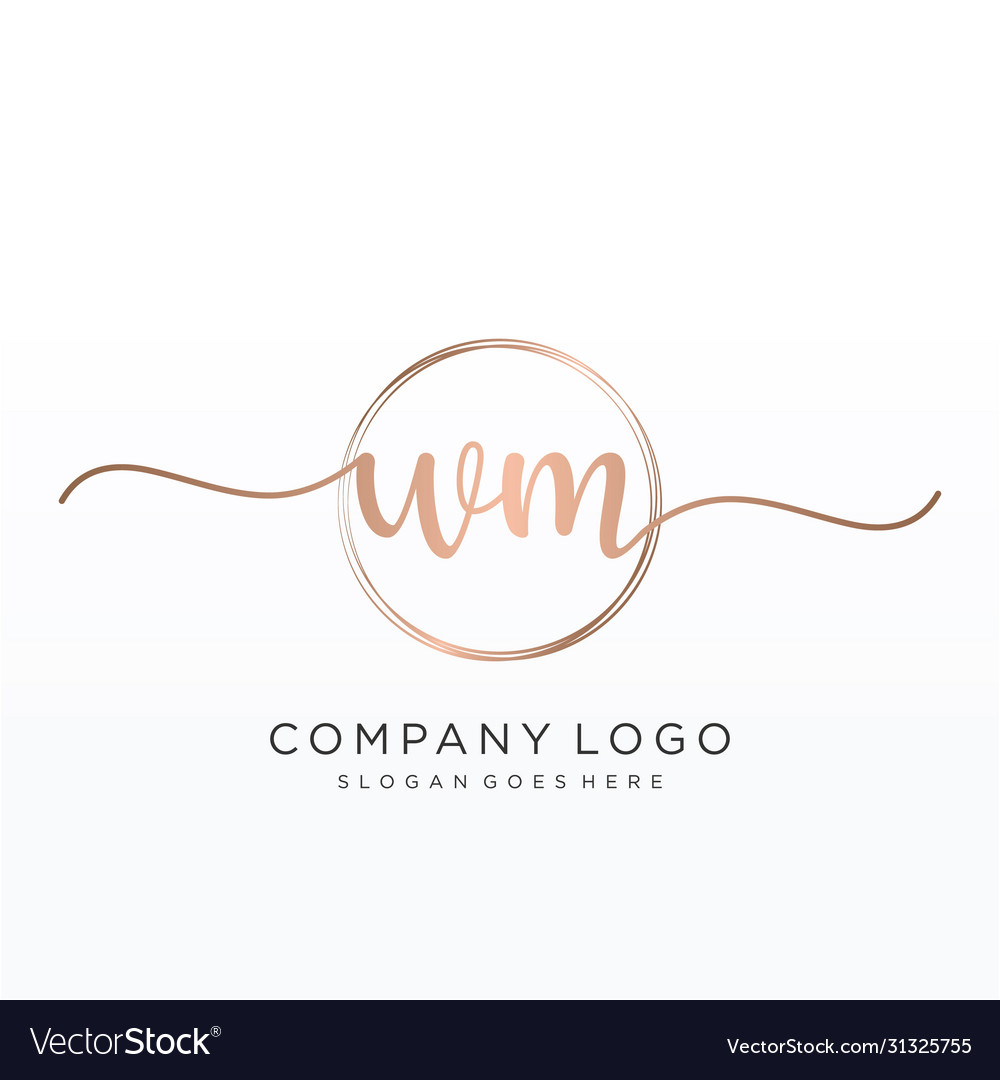 Wm initial handwriting logo design