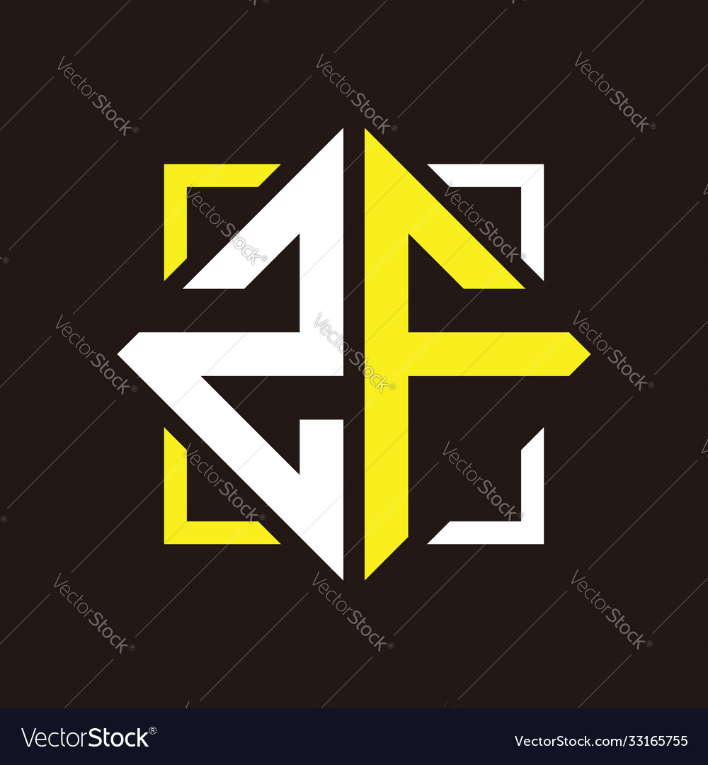 Z f initials quadrangle monogram with square