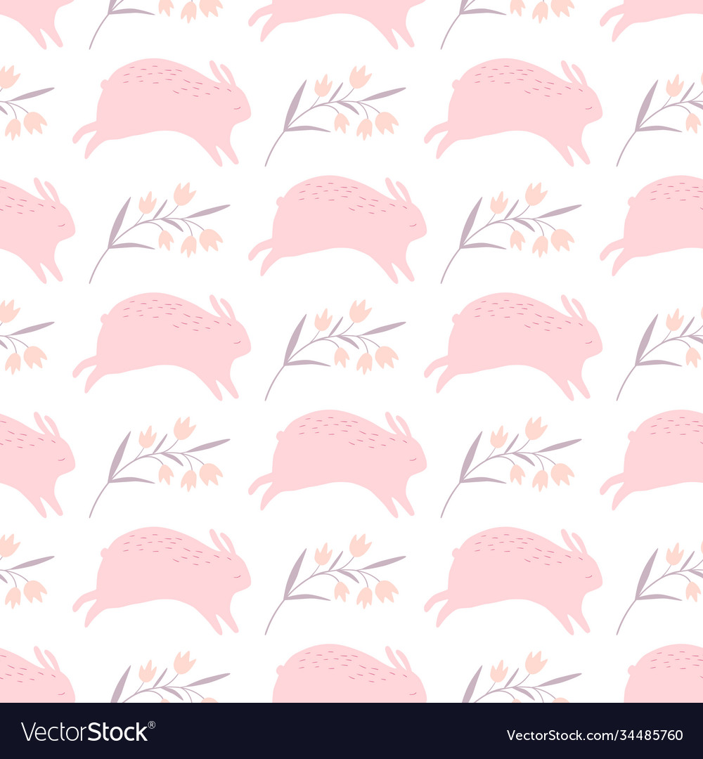 Abstract seamless pattern with rabbit design