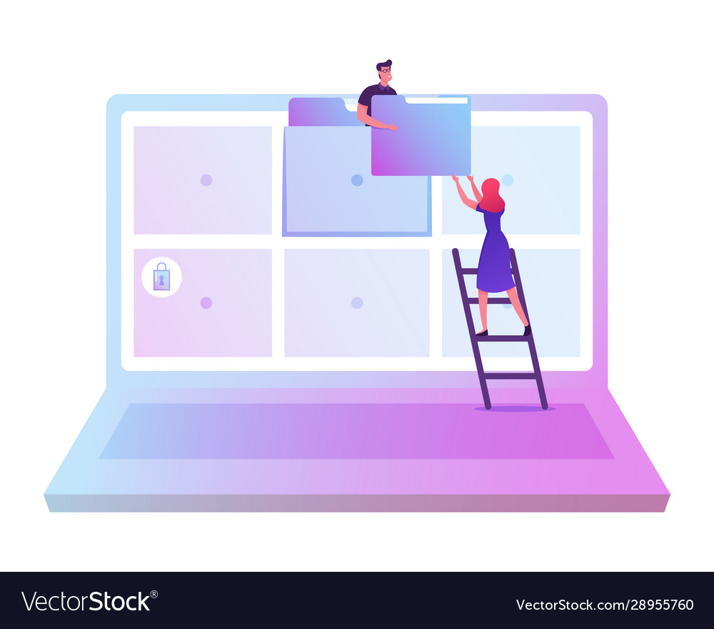 Archive managing online digital database concept vector image Archive managing online digital database concept