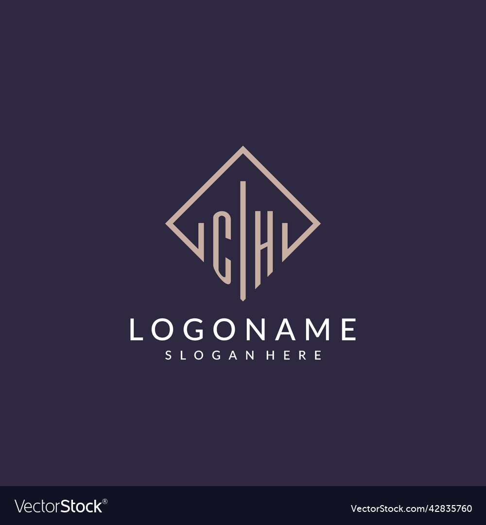 Ch initial monogram logo with rectangle style Vector Image Ch initial monogram logo with rectangle style