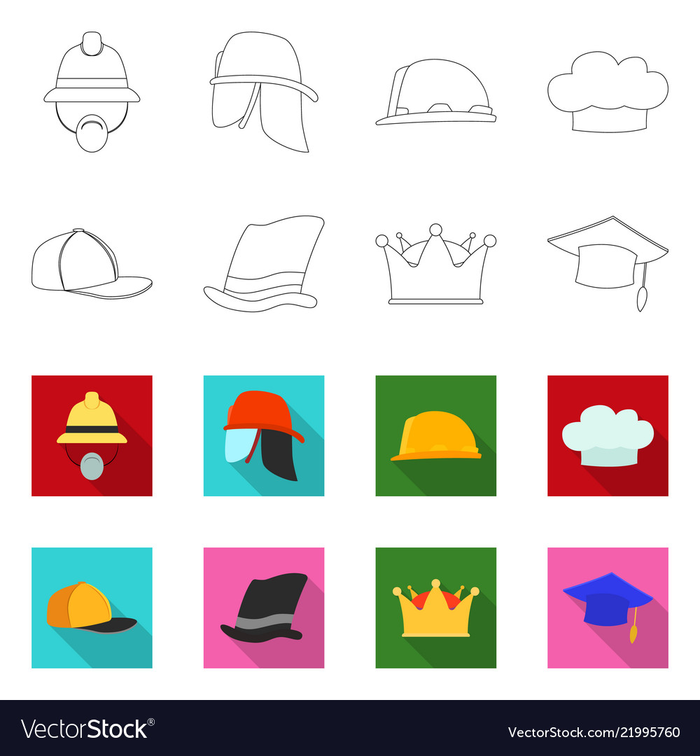 Design of headgear and cap icon set