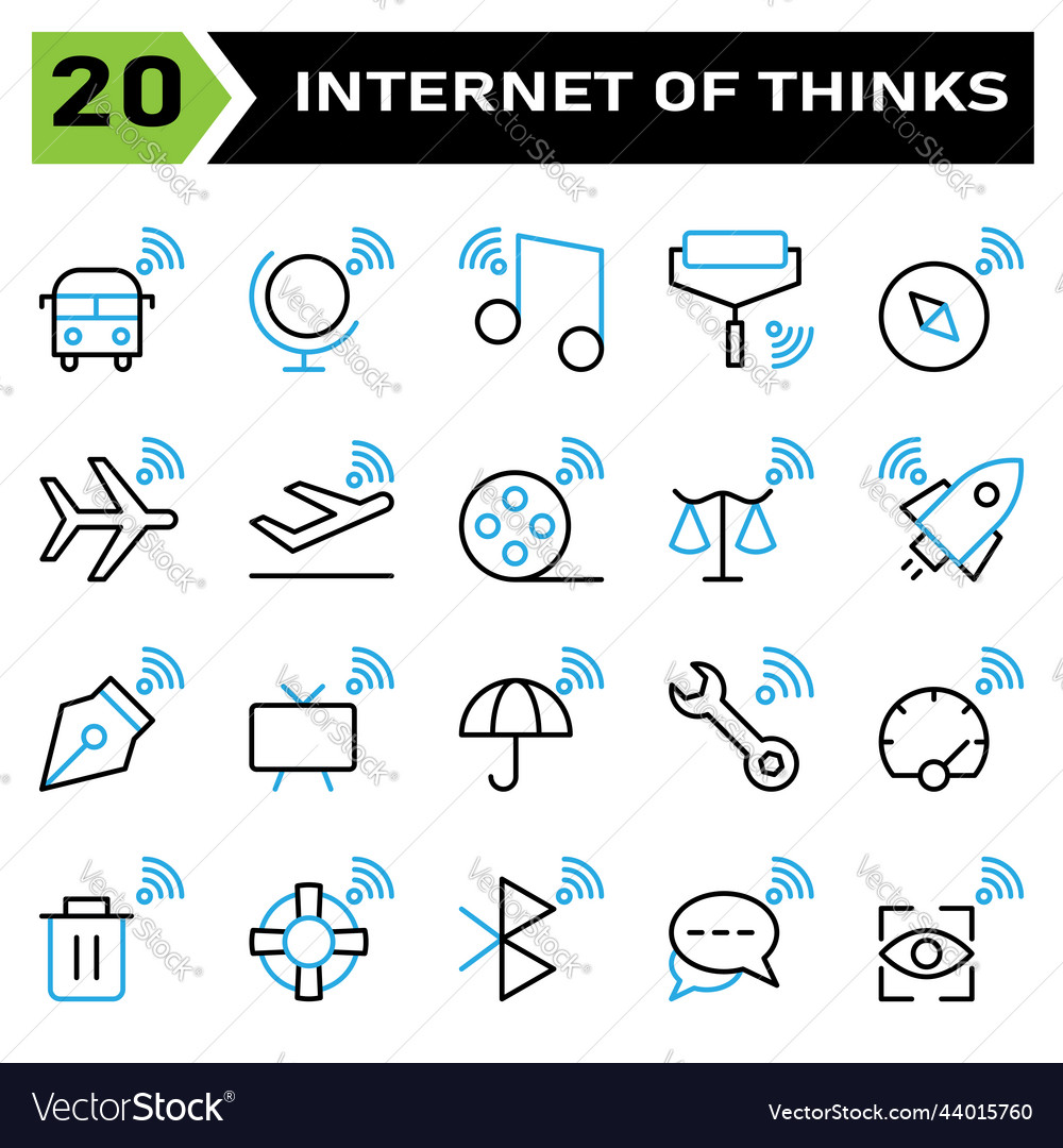 Internet of things icon set include bus vector image Internet of things icon set include bus