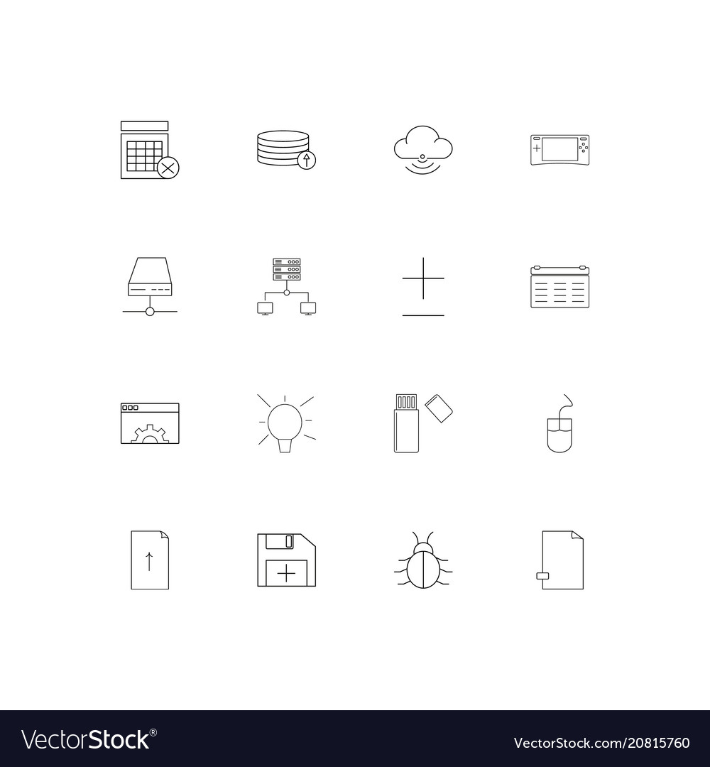 Internet technologies linear thin icons set