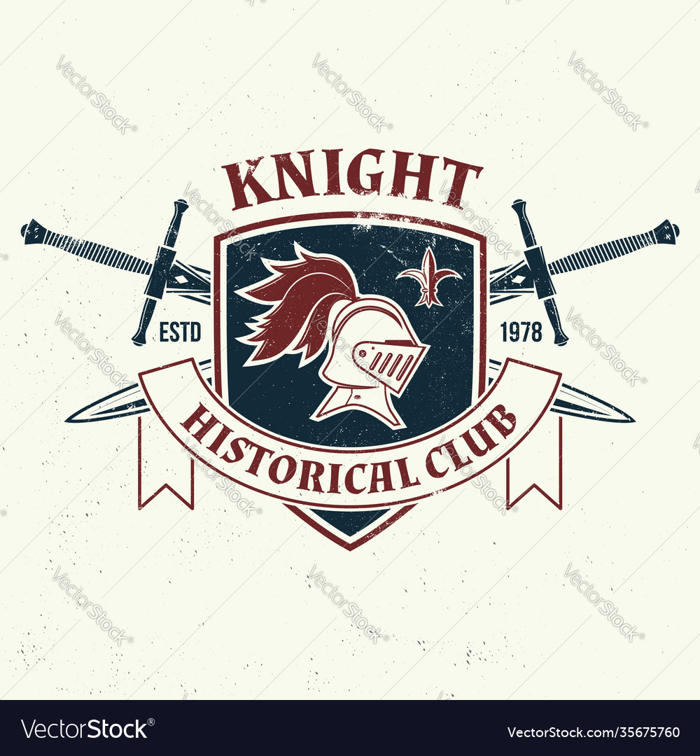 Knight historical club badge design Royalty Free Vector