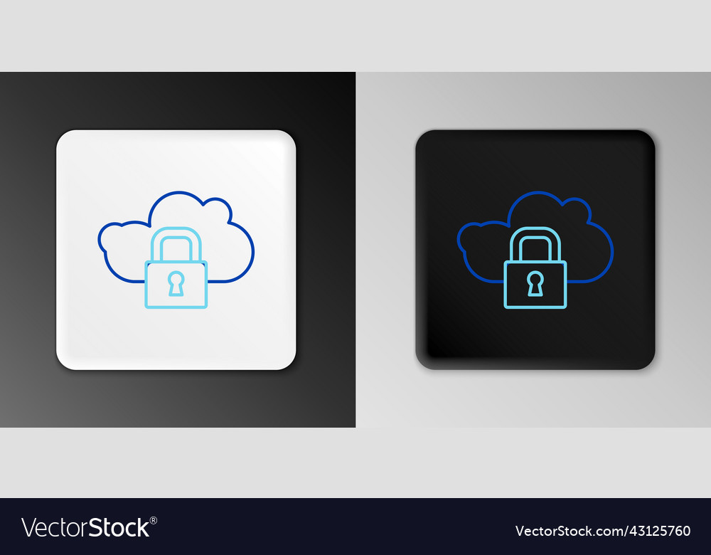 Line cloud computing lock icon isolated on grey vector image Line cloud computing lock icon isolated on grey