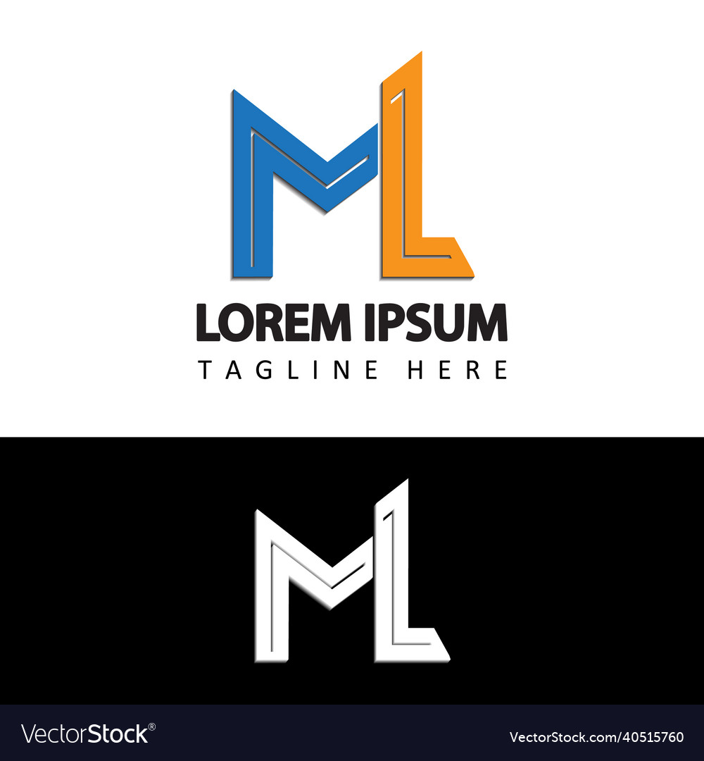 Ml initial letter linked design logo in isolated Vector Image Ml initial letter linked design logo in isolated