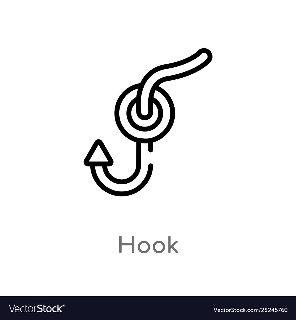 Outline hook icon isolated black simple line