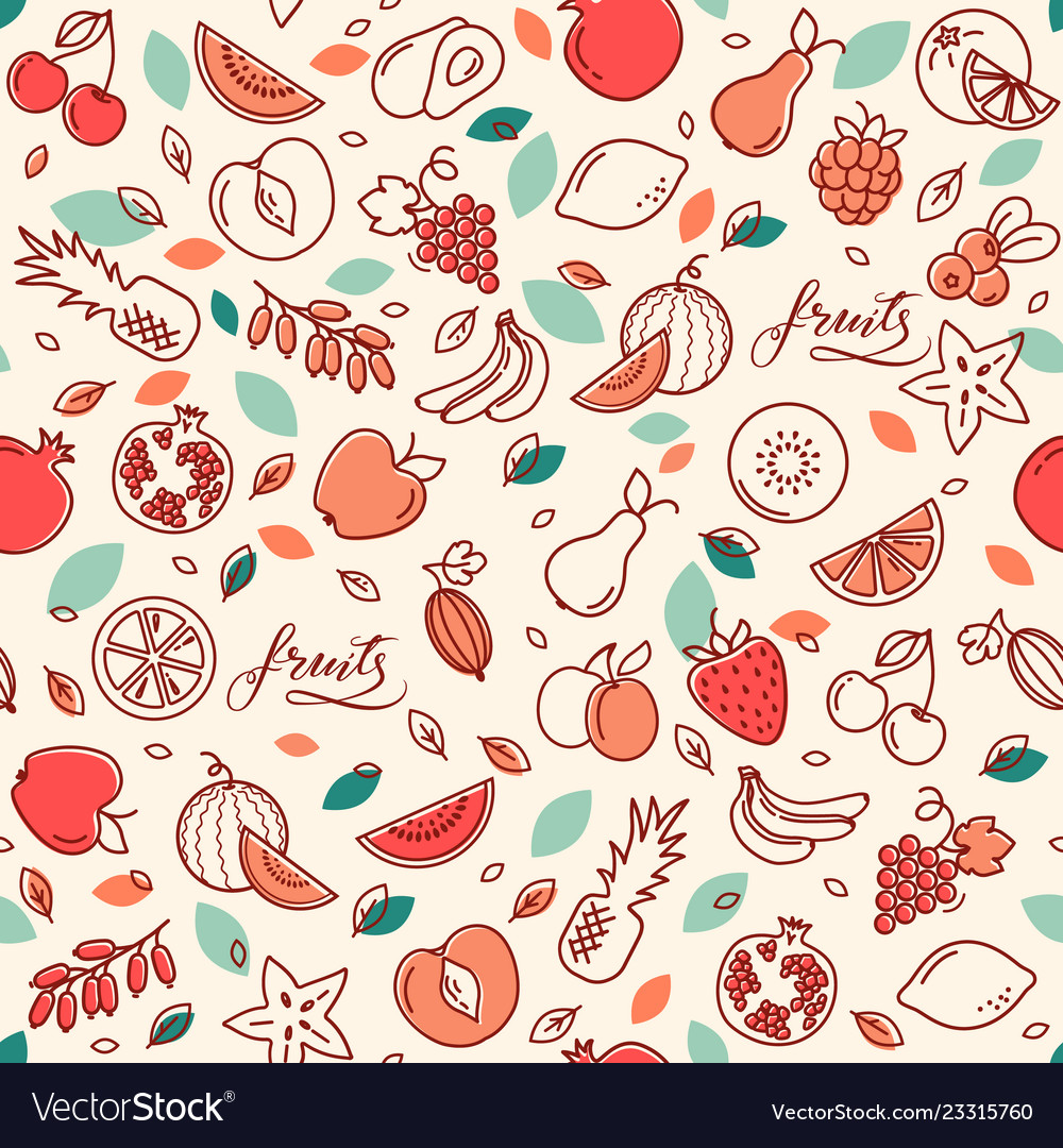 Seamless pattern of various fruits vector image Seamless pattern of various fruits