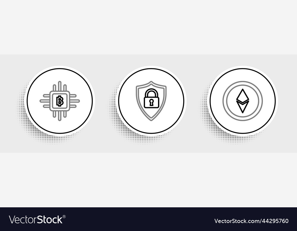 Set line cryptocurrency coin ethereum eth cpu vector image Set line cryptocurrency coin ethereum eth cpu