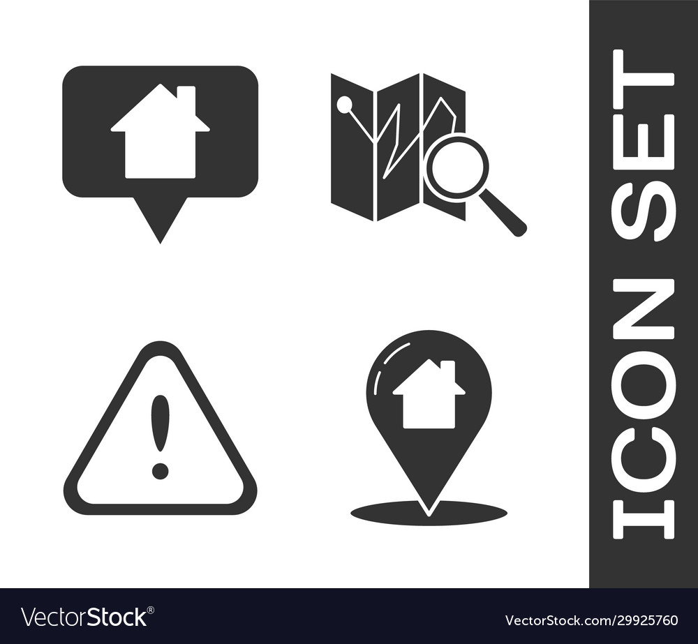 Set map pointer with house vector image Set map pointer with house