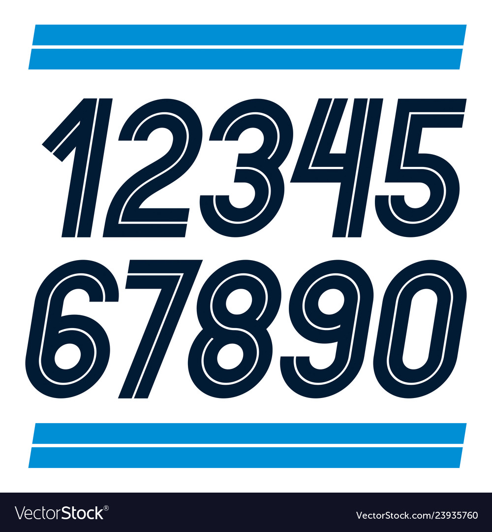 Set of rounded numerals made with white lines can vector image Set of rounded numerals made with white lines can