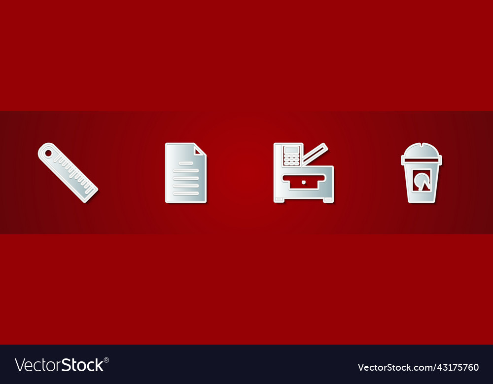 Set ruler file document copy machine and coffee vector image Set ruler file document copy machine and coffee