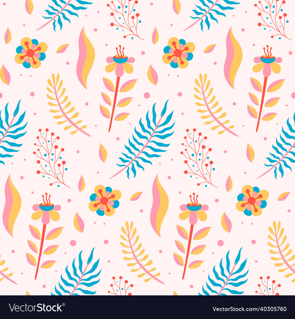 Spring flower seamless pattern design vector image Spring flower seamless pattern design