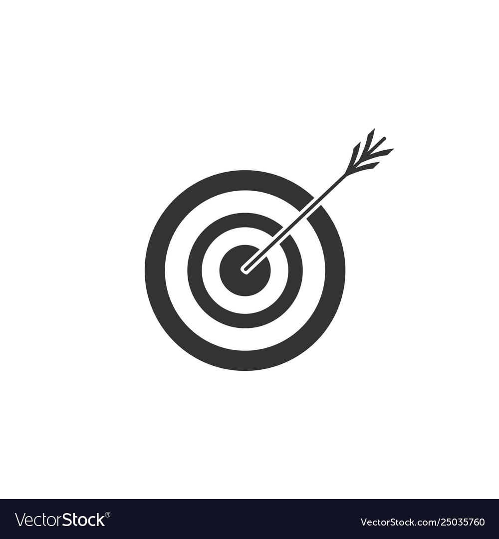 Target with arrow icon isolated dart board sign