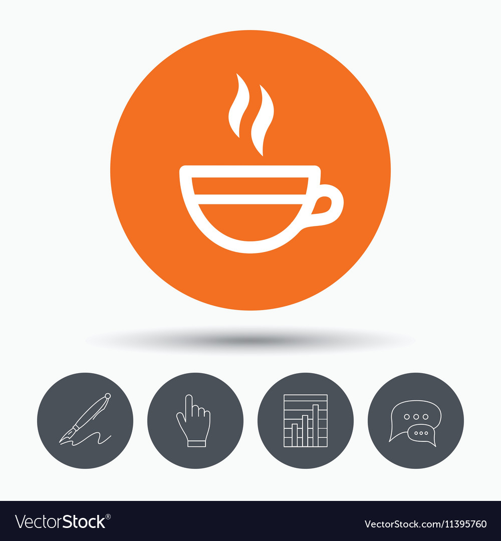 Tea cup icon hot coffee drink sign