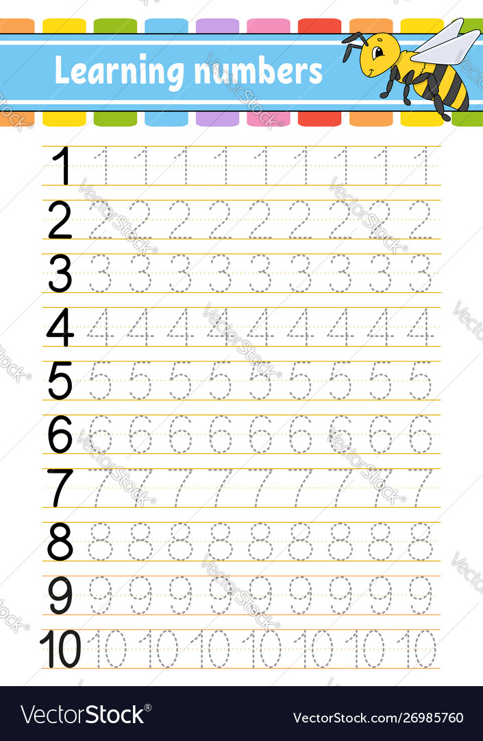 Trace and write handwriting practice learning Vector Image Trace and write handwriting practice learning
