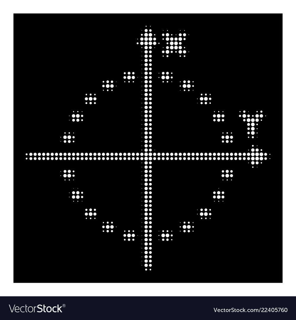 White halftone dotted circle plot icon vector image White halftone dotted circle plot icon
