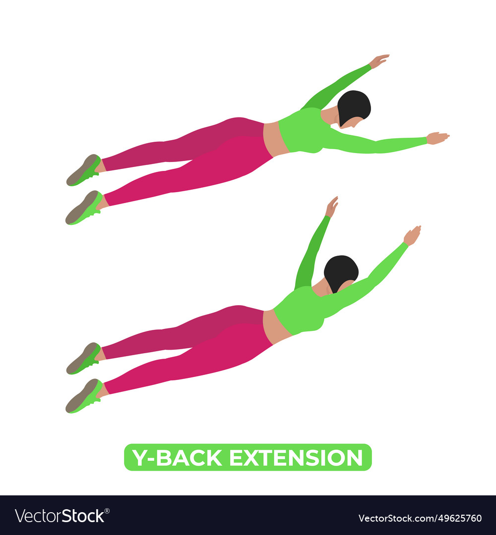 Woman doing y back extension exercise Royalty Free Vector