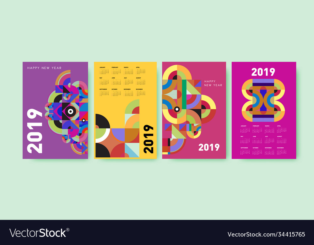 2021 calendar design template with colorful