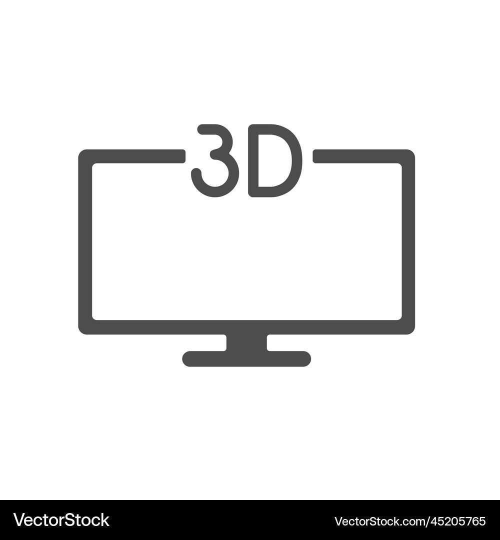 3d tv silhouette icon isolated on white Royalty Free Vector