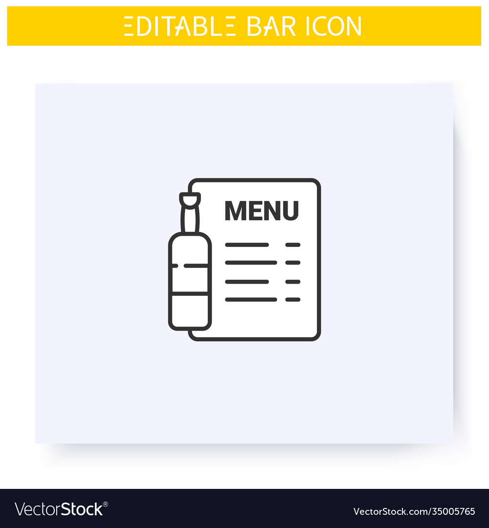 Bar menu line icon editable vector image Bar menu line icon editable