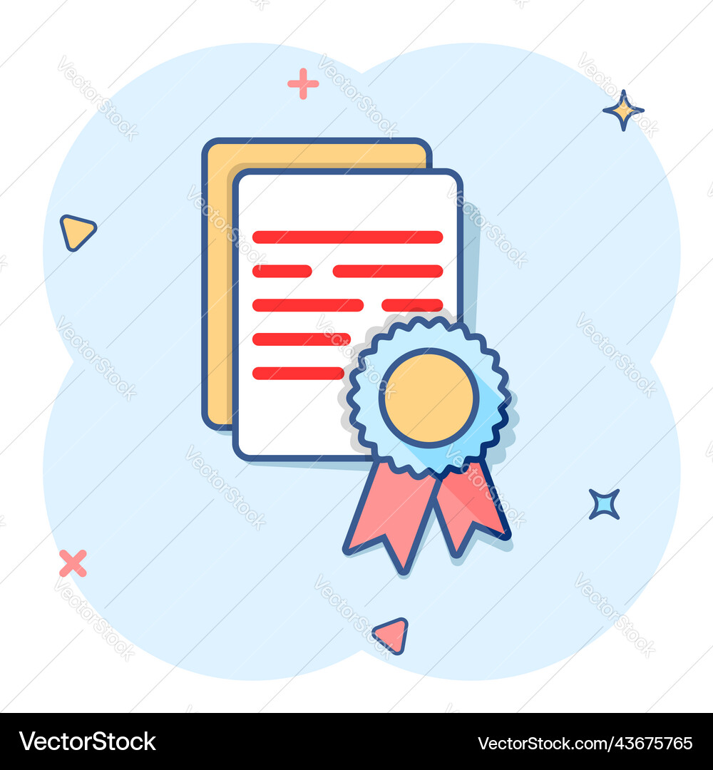 Cartoon certificate icon in comic style diploma Vector Image