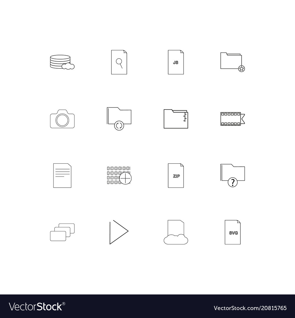 Files and folders sign linear thin icons set