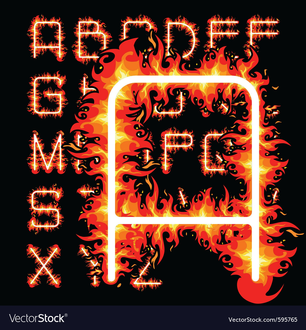 Fire alphabet Royalty Free Vector Image - VectorStock