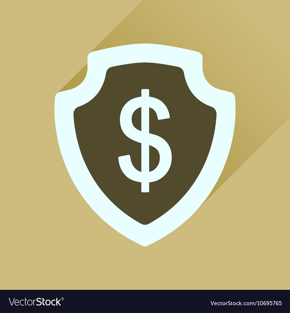 Flat icon with long shadow money shield