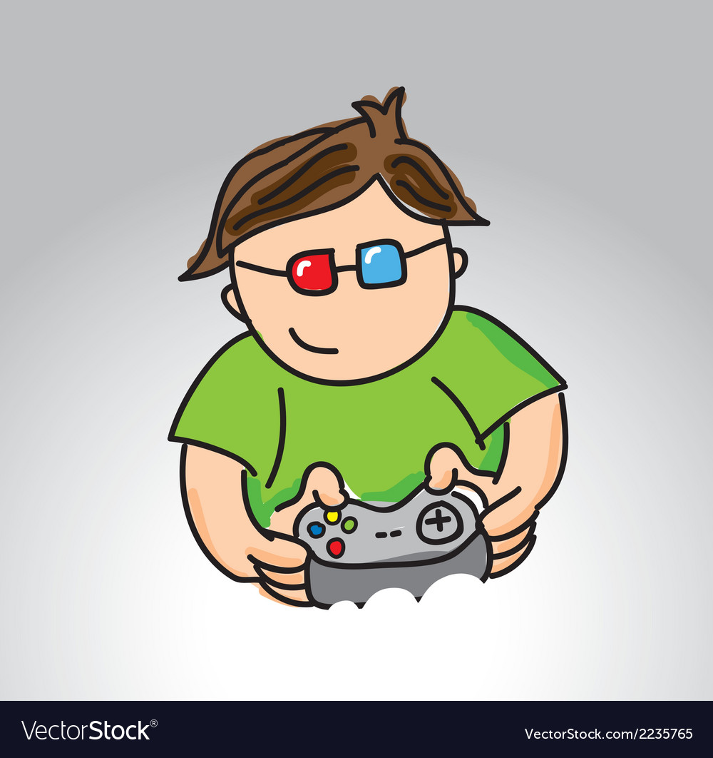 Gamer sketch over gray background Royalty Free Vector Image