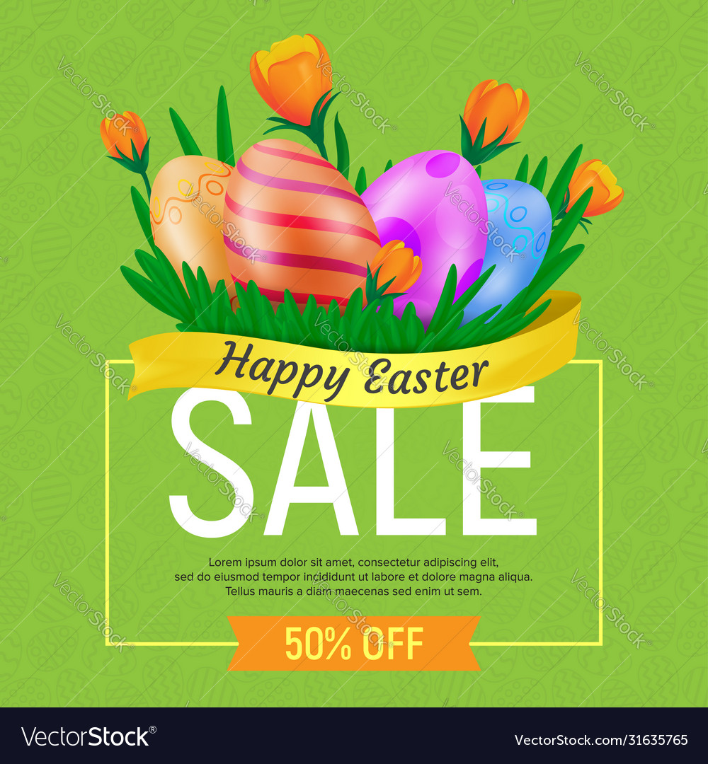 Happy easter sale web banner or poster template