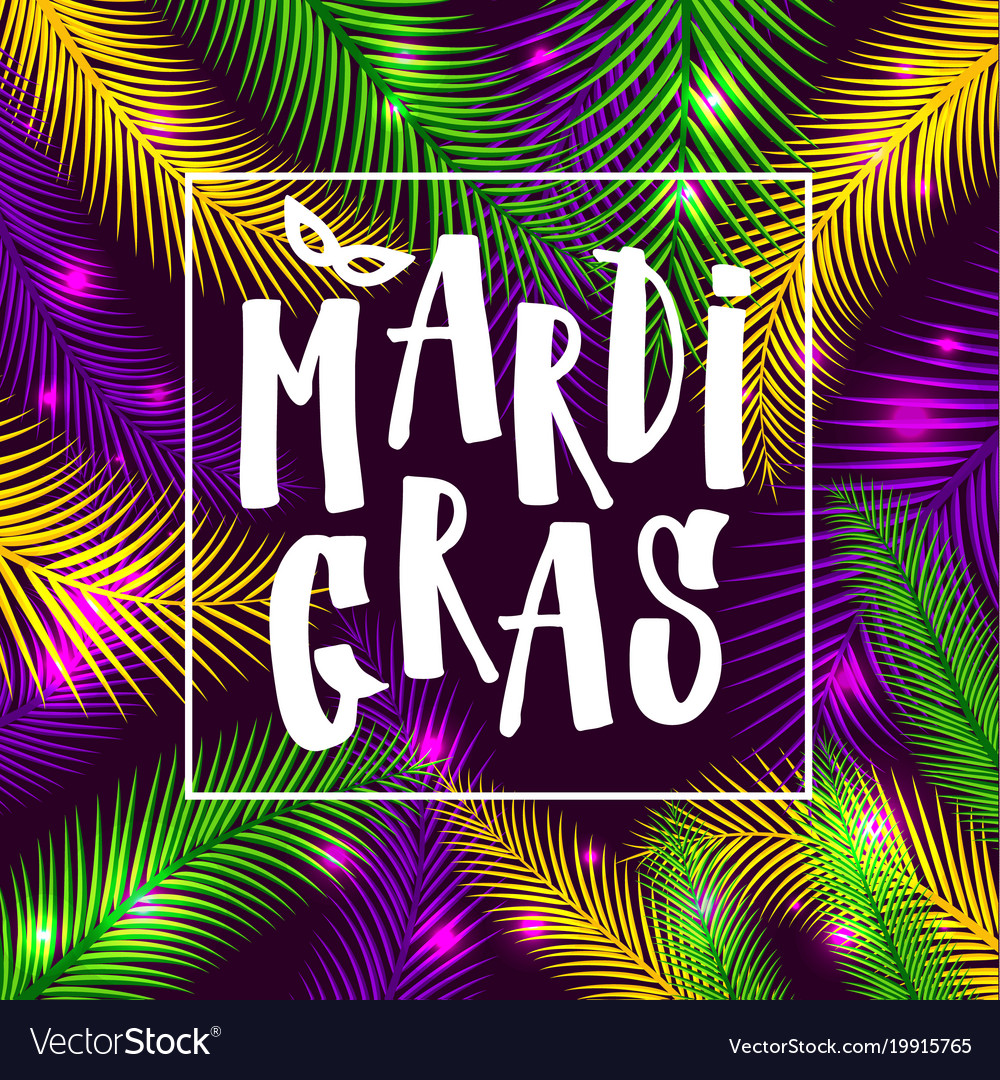 Mardi gras invitation card on palm background Vector Image