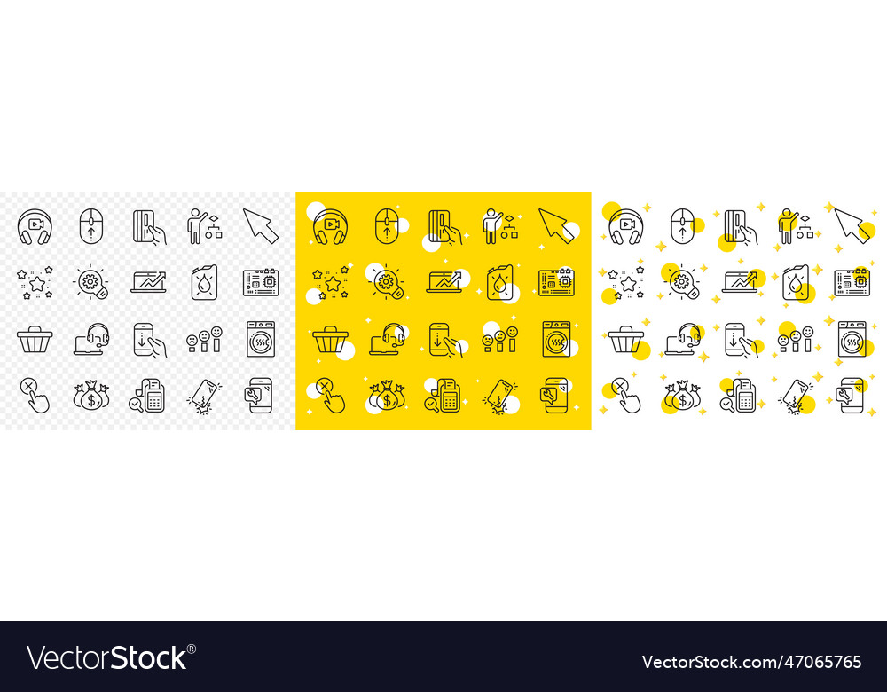 Outline shop cart mouse cursor and reject click vector image Outline shop cart mouse cursor and reject click